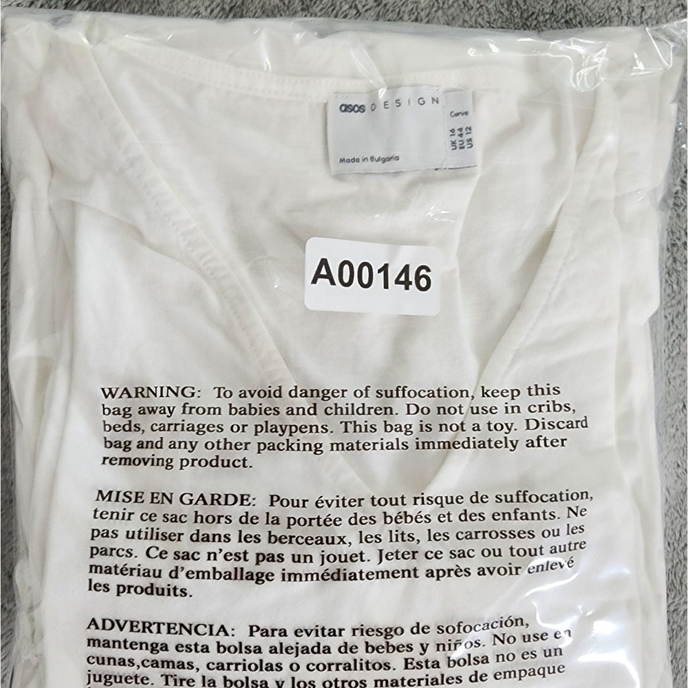 ASOS Curve Dress Womens 12 White Crochet Trim Cotton V-Neck Short‎ Sleeve Midi - Picture 10 of 10